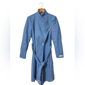 ✨ Ted Baker London Blue Wool-Cashmere Wrap Coat – Women’s Size 4